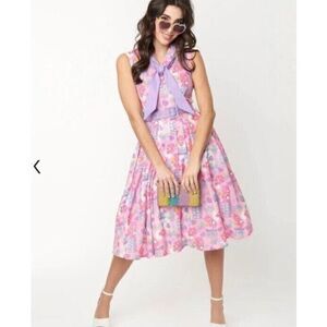 Unique Vintage x Care Bears Dress Size Medium 6/8 Pink 50s Style Belt